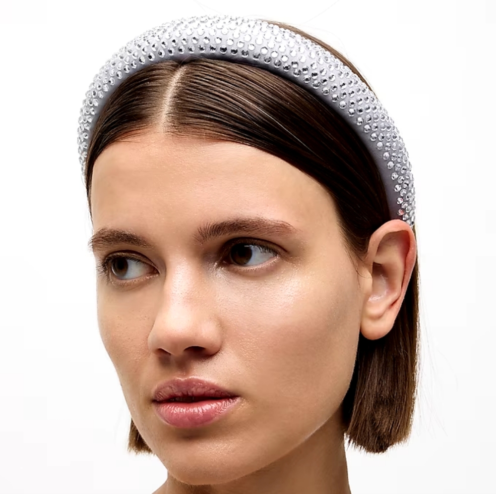 J.Crew rhinestone padded headband, gray/ silver - Picture 2 of 4